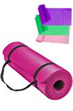 15 Mm Taşıma Askılı Pilates Minderi 1.5 Cm Pilates Minderi Mati + 3 Lü Direnç Pilates Bandı Lastiği