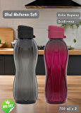 2’li Okul Matarası Seti BPA FREE Öğrenci Suluğu Kokusuz Suluk Siyah Bordo 750 ml