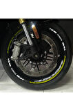 CFMOTO 450SR Sticker Jant İç & Dış Yazılı Etiket Modeli Neon Sarı - Beyaz