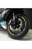 CFMOTO 450SR Sticker Jant İç & Dış Yazılı Etiket Modeli Neon Sarı - Beyaz