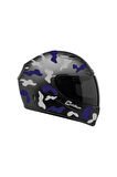 Gri Mavi Kamuflaj Kask Sticker Modeli