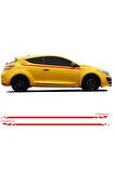 Renault Megane Trophy Yazılı Düz Şerit Kareli Yan Kapı Sticker Etiket Modeli