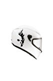 Tek Renk Alevli Kafatası (flaming Skull Helmet Stickers) Kask Sticker Etiket Modeli