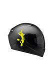 Tek Renk Alevli Kafatası (flaming Skull Helmet Stickers) Kask Sticker Etiket Modeli