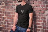 Unisex Bisiklet Yaka Baskılı Oversize T-Shirt - Siyah