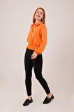 Bel Ve Bilek Lastikli Turuncu Bluz
