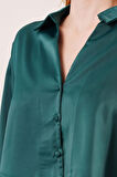 Saten Crop Model Yeşil Gömlek