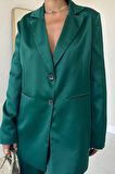 Zümrüt Saten Ceket Ve Pantolon Takım