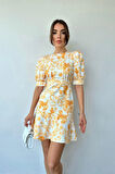 Sarı Çiçekli Elbise
