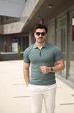 Erkek Polo Yaka Fermuar Detaylı Tişört