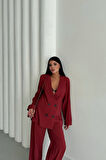 MODAL 4 DÜĞME ASTARSIZ CEKET - PANTOLON TAKIM - Bordo