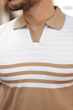 Erkek çizgi Desenli Yakalı Kısa Kollu T-shirt