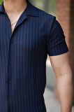 Erkek Kısa Kollu çizgili Gömlek