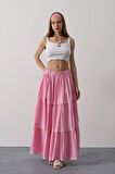 Dantel Detaylı Etek - Pembe