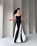 Askılı Beyaz Detaylı Maxı Kadın Elbise