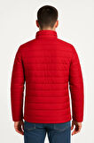 Erkek Bomber Mont Ceket – Su İtici Kumaş, Kapitone Astarlı, Fermuarlı, Kışlık - Kırmızı