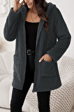 Kadın Uzun Kollu Kapşonlu önden Fermuarlı Cepli Welsoft Ceket