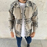 Erkek Polar Fermuarlı Sweatshirt – Kapüşonsuz, Cepli, Yumuşak Dokulu, Oversize Rahat Kalıp, Kışlık Sıcak Tutan Fermuarlı Üst - Bej