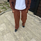 Erkek Fitilli Kadife Cepli Buggy Pantolon Oversize Rahat Kalıp - Kahverengi