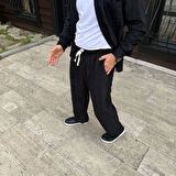 Erkek Fitilli Kadife Cepli Buggy Pantolon Oversize Rahat Kalıp - Siyah