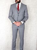 Jan Carlucci Yünlü  Slimfit Yelekli Drop 6 Takım