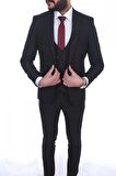 Fonte Falcao Slimfit Yelekli Drop 6 Takım-Siyah