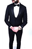 Jan Carlucci Slimfit Şal Yaka Damatlık Takım Ceket - Yelek - Pantolon - Gömlek - Papyon