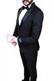 Jan Carlucci Slimfit Şal Yaka Damatlık Takım Ceket - Yelek - Pantolon - Gömlek - Papyon