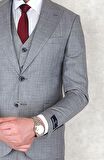 Jan Carlucci Slimfit Yelekli Drop 6 Takım-Gri