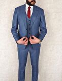 Jan Carlucci Slimfit Yelekli Drop 6 Takım-Mavi