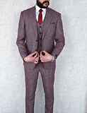 Jan Carlucci Slimfit Yelekli Drop 6 Takım-Bordo
