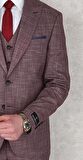 Jan Carlucci Slimfit Yelekli Drop 6 Takım-Bordo