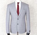 JAN CARLUCCİ Erkek Slim Fit Sivri Yaka Gri Drop 6 Ceket