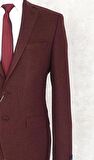 JAN CARLUCCİ Yünlü Erkek Regular Fit Mono Yaka Bordo Drop 6 Tek Ceket
