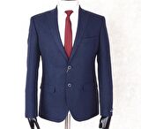 JAN CARLUCCİ Yünlü Erkek Regular Fit Mono Yaka Lacivert Drop 6 Tek Ceket