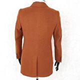 JANCARLUCCİ  Erkek Kruvaze Dar Kesim Turuncu Çıkarılabilir  Kürk Yaka Detaylı  Kaşe Kaban 