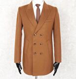 JANCARLUCCİ  Erkek Kruvaze Dar Kesim Tarçın Çıkarılabilir  Kürk Yaka Detaylı  Kaşe Kaban 