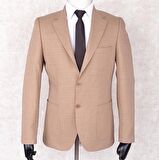 Jan Carlucci Yazlık İki Düğme-Yarım Astar- Slimfit Drop 6 Ceket-Açık Somon Rengi