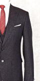 Jan Carlucci Slim Fit Sivri Yaka-Çift Yırtmaç  Kahverengi Drop 6 Yelekli Takım Elbise