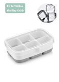 2li Set Mini Buz Kalıbı Silikon Buzluk 6 Bölmeli Kare Desenli Buz Küpü Yeşil-Gri BPA Free