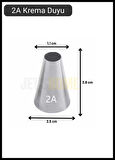 2A Yuvarlak Desen Krema Duyu Büyük Boy Pasta Duyu Paslanmaz Çelik Krema Torbası Ucu 2.4x1.2x3.8 cm