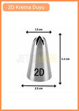 2D Kapalı Yıldız Desen Krema Duyu Büyük Boy Pasta Duyu Paslanmaz Çelik Krema Torbası Ucu 2.5x1.3x4.4 cm