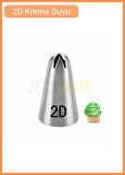 2D Kapalı Yıldız Desen Krema Duyu Büyük Boy Pasta Duyu Paslanmaz Çelik Krema Torbası Ucu 2.5x1.3x4.4 cm