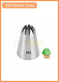 352 Kapalı Yıldız Desen Krema Duyu Büyük Boy Pasta Duyu Paslanmaz Çelik Krema Torbası Ucu 3.5x2.0x5.0 cm