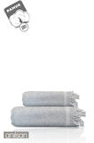 2'li Gri Jelena Havlu Seti %100 Pamuk  - 1 Adet El Havlusu 50x90 ve 1 Adet Banyo Havlusu 70x140
