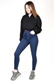 Kadın Blue Black Süper Skinny Fit Esnek Likralı Yüksek Bel Denim Jean Kot Pantolon HLTJENNİE-BLUE BLACK-A