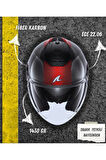 Rs Jet Carbon Ikonik Kırmızı Yarım Kask