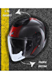 Rs Jet Carbon Ikonik Kırmızı Yarım Kask
