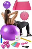 13 Lü Pilates Seti Topu 3 Lü Pilates Bandı Lastiği Dambıl Minder Atlama Ipi Twister Disk Mor