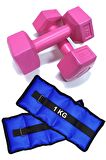 El Ve Ayak Bilek Ağırlığı 2x1 Kg Kum Torbası Ve 2x1kg Dambıl Dumbell Seti Ağırlık Setleri Mavi